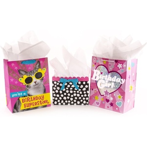 Hallmark 13″ Large Birthday Gift Bags with Tissue Paper (3-Pack: Black and Neon, Rainbow, WooHoo!) for Kids, Adults, Teens, Coworkers(Pink  Yellow)