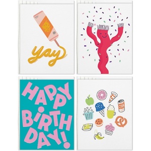 Hallmark Good Mail Fun Birthday Cards (4 Cards with Envelopes) for Friends, Coworkers, Siblings